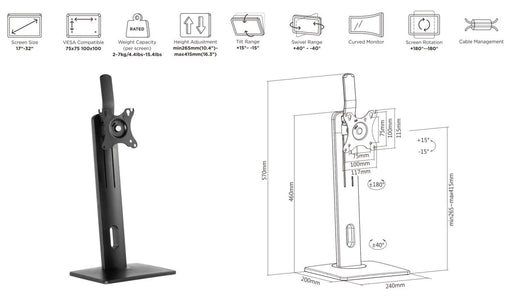 EAN 5704174826033 - eSTUFF GLB226004 soporte para monitor 81,3 cm (32") Escritorio Negro imagen 2