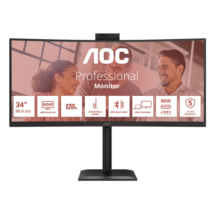 EAN 4038986112963 - AOC E4 CU34E4CW pantalla para PC 86,4 cm (34") 3440 x 1440 Pixeles UltraWide Quad HD LED Negro imagen 2