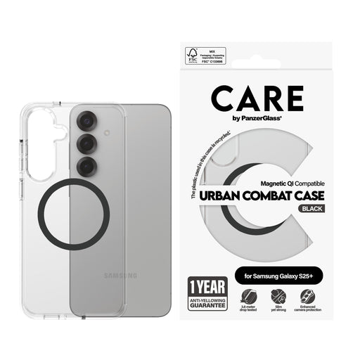 EAN 5715685016912 - PanzerGlass CARE™ by ® Urban Combat Case Transparent w. Black Qi Compatible Samsung Galaxy S25+ funda par imagen 2