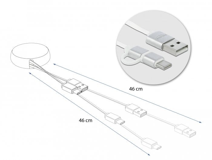 EAN 4043619858217 - DeLOCK 85821 cable USB USB 2.0 0,92 m USB A USB C/Micro-USB B Plata, Blanco imagen 4