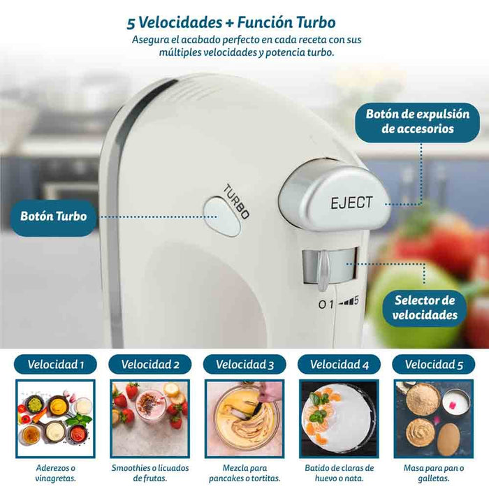EAN 8426156017105 - Grunkel AM-350TURBO5BOWL batidora Batidora de varillas 350 W Blanco imagen 5