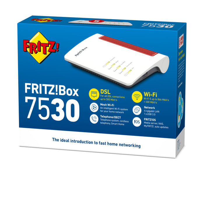 EAN 4023125028458 - Box FRITZ! 7530 INT router inalámbrico Gigabit Ethernet Doble banda (2,4 GHz / 5 GHz) Blanco imagen 5