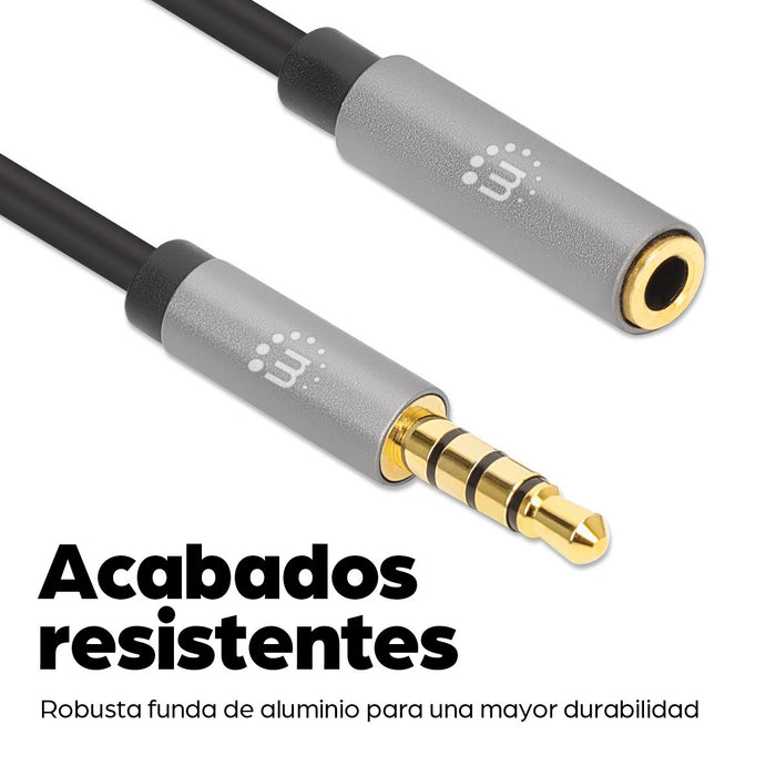 EAN 0766623356046 - Manhattan 356046 cable de audio 3 m 3,5mm Negro, Plata imagen 10