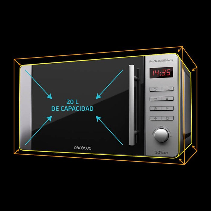 EAN 8435484015356 - Cecotec ProClean 5110 Inox Acero inoxidable Microondas con grill Encimera 20 L 700 W imagen 3