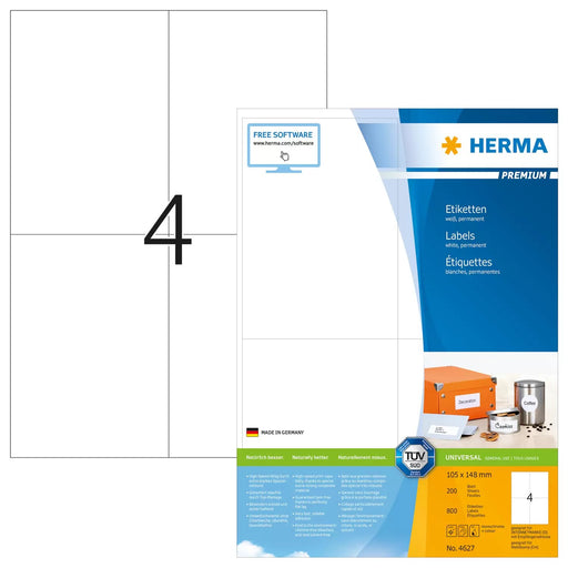 EAN 4008705046275 - HERMA 4627 etiqueta autoadhesiva Rectángulo Permanente Blanco 800 pieza(s) imagen 1