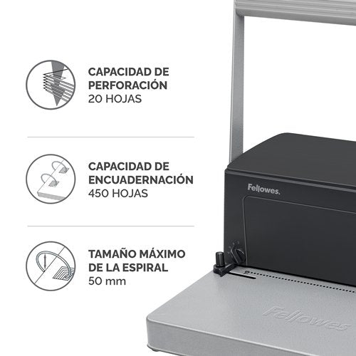 EAN 8423274999924 - Fellowes Metal 100 perforador de papel 20 hojas Negro, Gris imagen 2
