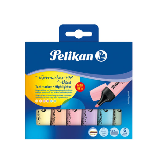 EAN 4012700817327 - Pelikan 817325 marcador 6 pieza(s) Punta de cincel Azul, Verde, Naranja, Rosa, Amarillo imagen 1