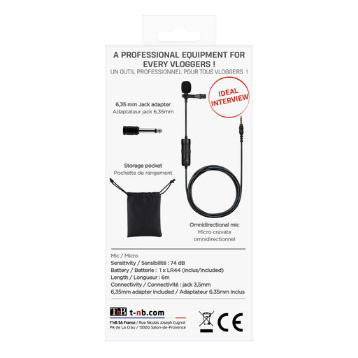 EAN 3303170100158 - T'nB INLAPMIC2 micrófono Negro Micrófono con pinza de enganche imagen 2
