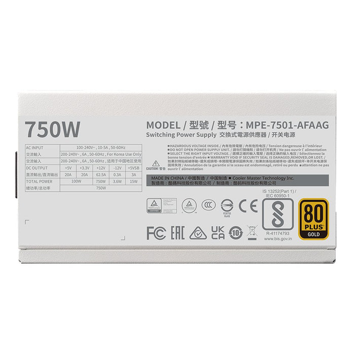 EAN 4719512152867 - Cooler Master MWE Gold 750 V2 ATX 3.1 White Edition unidad de fuente de alimentación 750 W 24-pin ATX Bla imagen 3