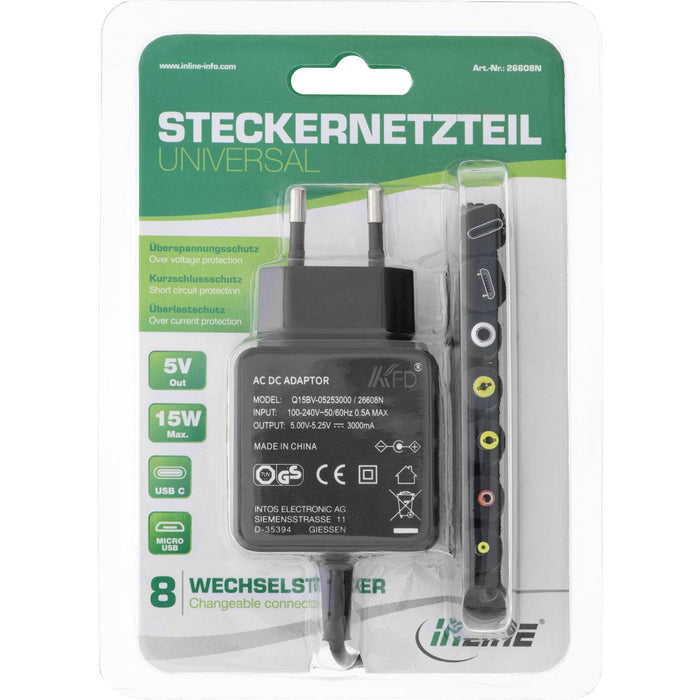 EAN 4043718277278 - InLine 26608N adaptador e inversor de corriente Negro imagen 2
