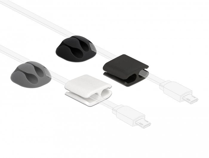 EAN 4043619183944 - DeLOCK 18394 organizador de cables Escritorio/pared Soporte para cables Negro, Gris, Blanco 4 pieza(s) imagen 2