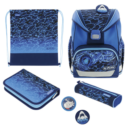 EAN 4008110370781 - Herlitz UltraLight Plus Blue Shark juego de mochila escolar Niño Poliéster Azul imagen 1