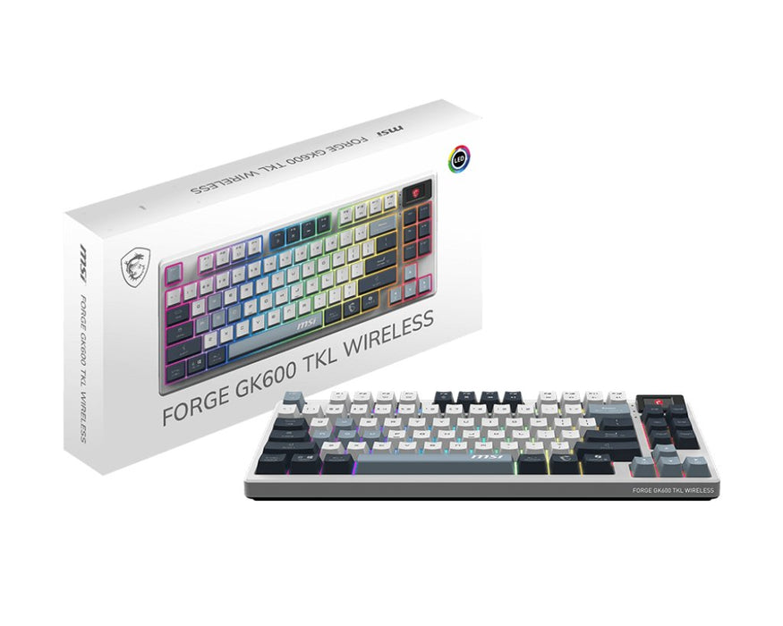 EAN 4711377284165 - MSI FORGE GK600 TKL WIRELESS SKY teclado Juego USB + Bluetooth QWERTY Inglés del Reino Unido Azul, Blanco imagen 5