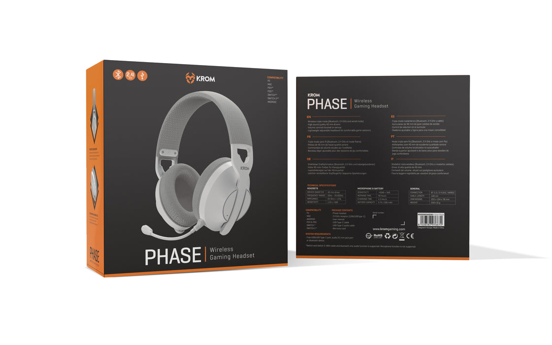 EAN 8436587976674 - Krom Phase Inalámbrico y alámbrico Diadema Juego USB Tipo C Bluetooth imagen 8