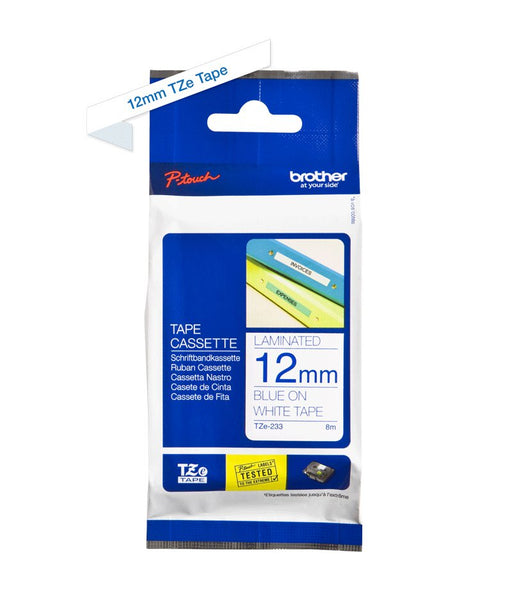 EAN 4977766685276 - Brother TZE-233 cinta para impresora de etiquetas Azul sobre blanco imagen 2