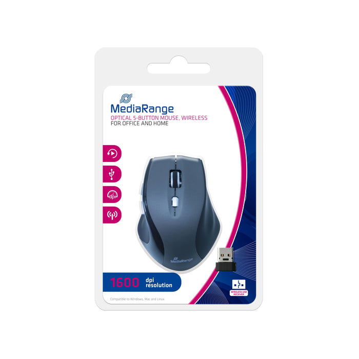 EAN 4260283117871 - MediaRange MROS203 ratón Oficina mano derecha RF inalámbrico Óptico 1600 DPI imagen 1
