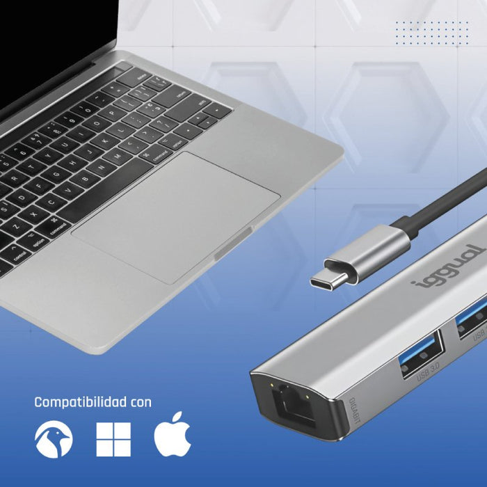 EAN 8435364320181 - iggual IGG320181 hub de interfaz USB 3.2 Gen 1 (3.1 Gen 1) Type-A 5000 Mbit/s Gris imagen 4