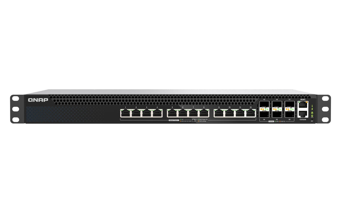 EAN 4711103092965 - QNAP QSW-M5218P-6F12T switch Gestionado L3 10G Ethernet (100/1000/10000) Energía sobre Ethernet (PoE) 1U  imagen 1
