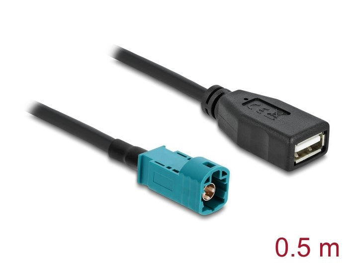 EAN 4043619907021 - DeLOCK 90702 cable coaxial 0,5 m HSD Z USB A Negro, Azul imagen 2