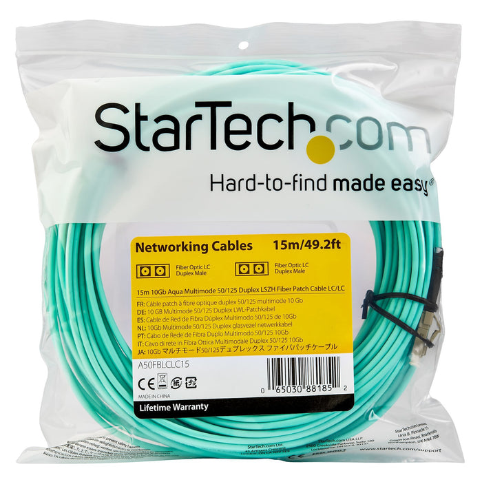 EAN 65030881852 - StarTech.com A50FBLCLC15 Cable de fibra óptica e InfiniBand Color aguamarina imagen 4