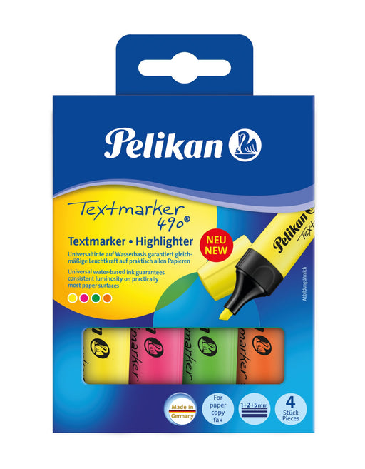 EAN 4012700814050 - Pelikan Textmarker 490 marcador 4 pieza(s) Verde, Naranja, Rosa, Amarillo imagen 1