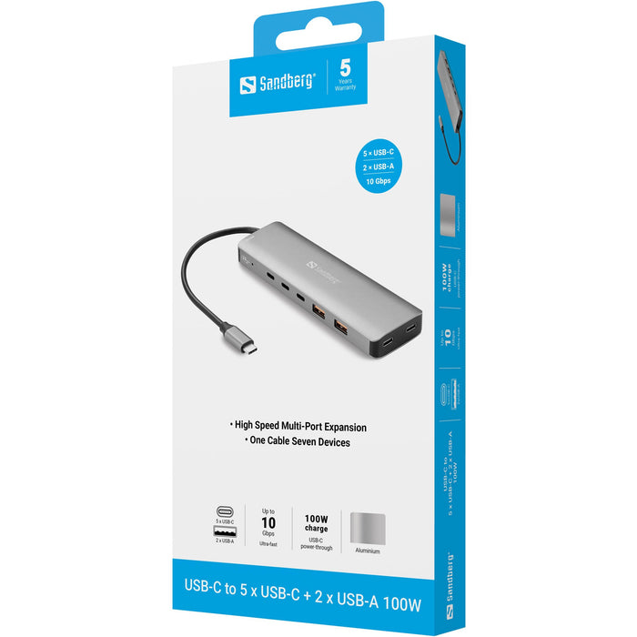 EAN 5705730136795 - Sandberg 136-79 base para portátil y replicador de puertos Alámbrico USB 3.2 Gen 2 (3.1 Gen 2) Type-C Gri imagen 5