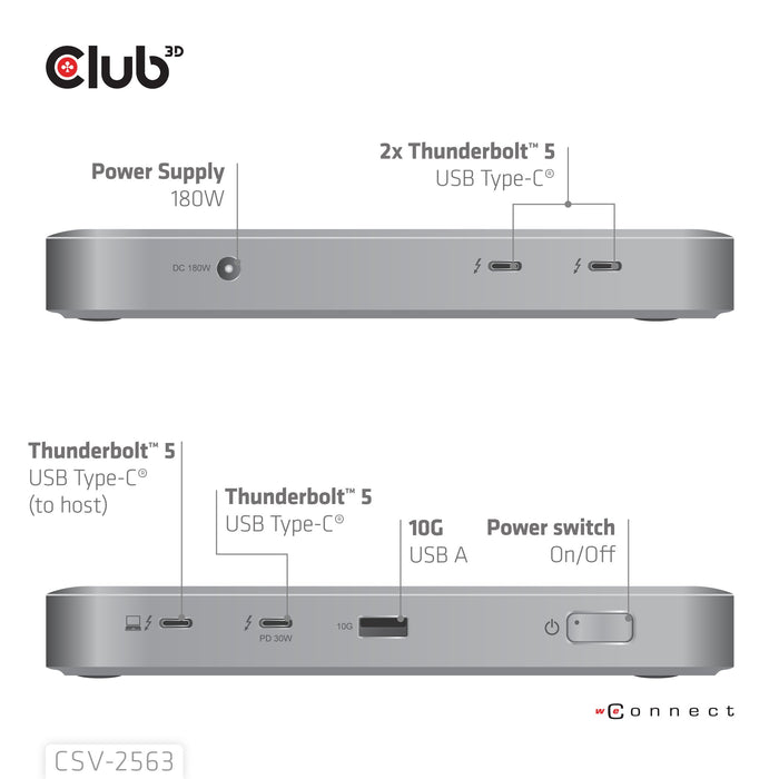 EAN 8719214473495 - CLUB3D CSV-2563 hub de interfaz Thunderbolt 5 120000 Mbit/s Plata imagen 7