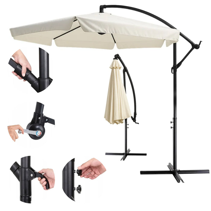 EAN 5907207224381 - Extralink Black Forest Garden Umbrella with Side Panels, Large 3m Beige Cantilever Sombrilla colgante Hex imagen 7