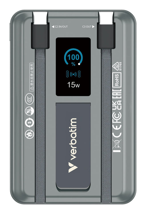 EAN 0023942322726 - Verbatim 32272 batería externa Polímero de litio 10000 mAh Cargador inalámbrico Gris imagen 2