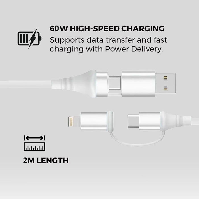 EAN 8052101435764 - Ewent EC1076 cable USB USB 2.0 2 m USB A/USB C USB C/Lightning 0,48 Gbit/s 60 W Blanco imagen 3