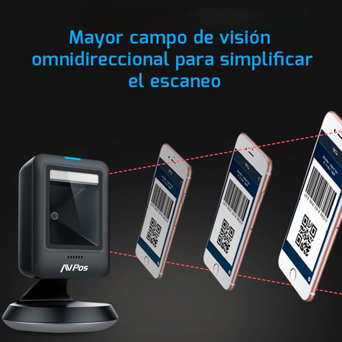 EAN 7427246073491 - AVPos AVP-630-2D lector de código de barras Lector de códigos de barras fijo 1D/2D CMOS Negro imagen 10