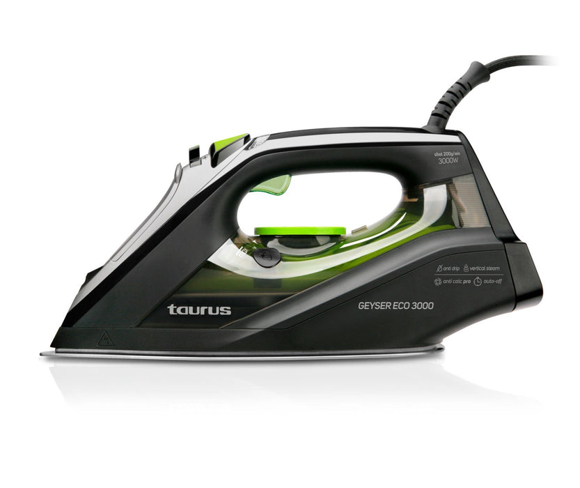EAN 8414234187765 - Taurus Geyser ECO 3000 Plancha a vapor Suela antiadherente 3000 W Negro, Verde, Gris imagen 1