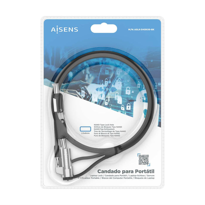 EAN 8435739901243 - AISENS ASLK-D45K06-BK cable antirrobo Negro 1,5 m imagen 7