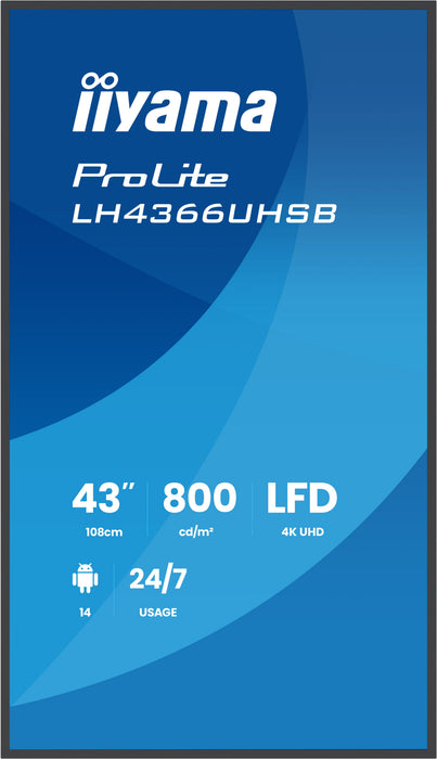 EAN 4948570128204 - iiyama LH4366UHSB-B1AG pantalla de señalización Pantalla plana para señalización digital 109,2 cm (43") L imagen 2