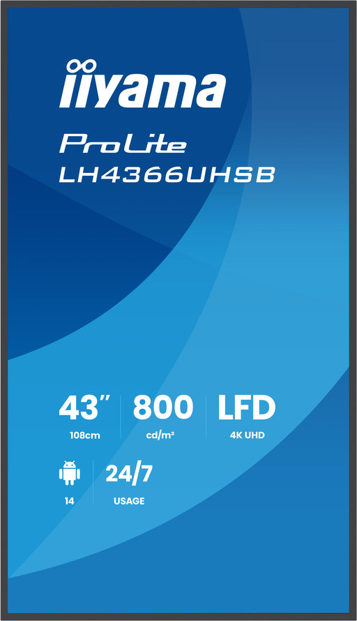 EAN 4948570128204 - iiyama LH4366UHSB-B1AG pantalla de señalización Pantalla plana para señalización digital 109,2 cm (43") L imagen 2
