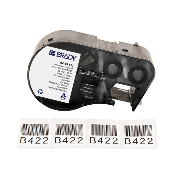 EAN 888434591666 - Brady M4-49-422 etiqueta de impresora Negro, Blanco Etiqueta para impresora autoadhesiva imagen 1