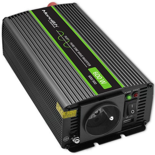 EAN 5901878519258 - Qoltec Monolith adaptador e inversor de corriente Auto/Interior 600 W Negro imagen 2