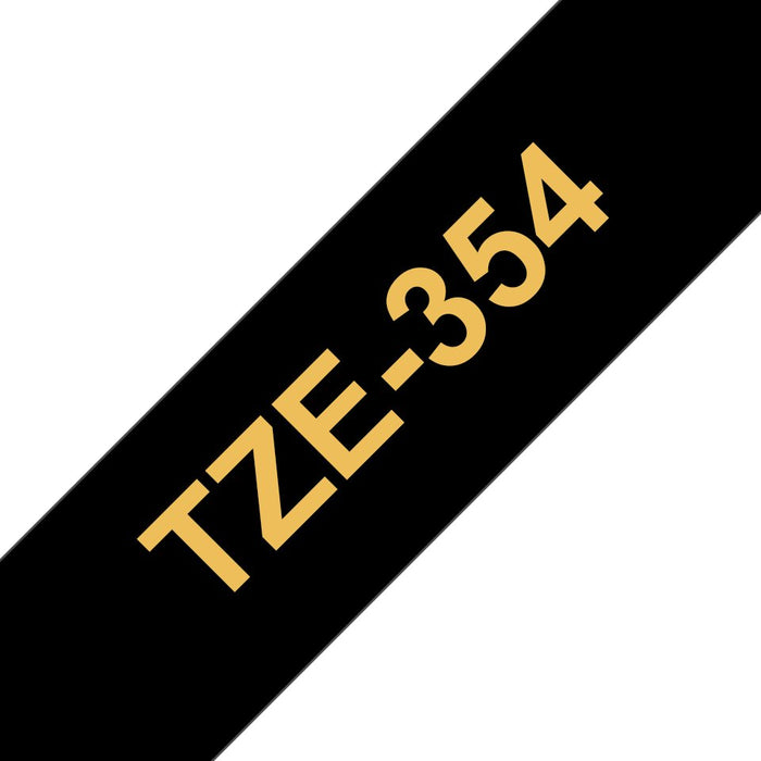 EAN 0012502625872 - Brother TZE-354 cinta para impresora de etiquetas Oro sobre negro imagen 1