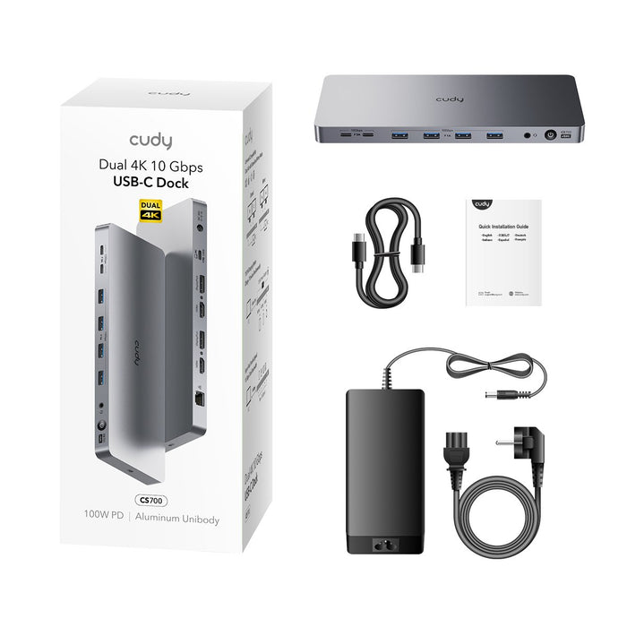 EAN 6971690793098 - Cudy CS700 base para portátil y replicador de puertos Alámbrico USB 3.2 Gen 2 (3.1 Gen 2) Type-C Gris imagen 5