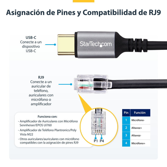 EAN 65030916042 - StarTech.com UR9-HEADSET-ADAPTER cambiador de género para cable RJ-9 Negro imagen 8