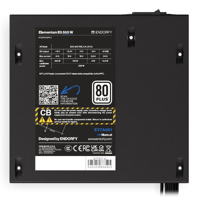 EAN 5903018666105 - ENDORFY Elementum E5 550W unidad de fuente de alimentación 24-pin ATX ATX Negro imagen 6