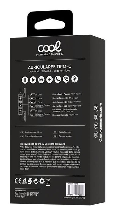 EAN 8434847070889 - COOL Accesorios 8434847070889 Auriculares Alámbrico Dentro de oído Llamadas/Música USB Tipo C Negro, Plat imagen 4
