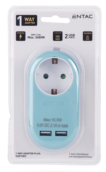 EAN 5999097985404 - Entac EPAG-1EE-2USB-B adaptador de enchufe eléctrico Tipo F Azul imagen 2
