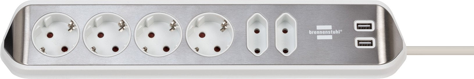 EAN 4007123672837 - Brennenstuhl 1153590620 base múltiple 2 m 6 salidas AC Interior Plata, Blanco imagen 1