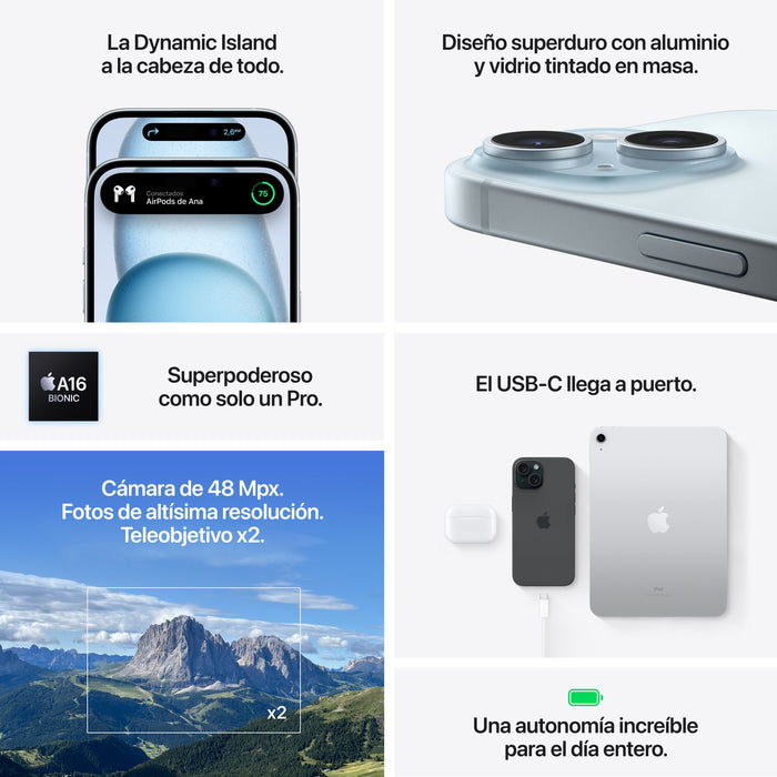 EAN 0195949036170 - Apple iPhone 15 15,5 cm (6.1") SIM doble iOS 17 5G USB Tipo C 128 GB Rosa imagen 7