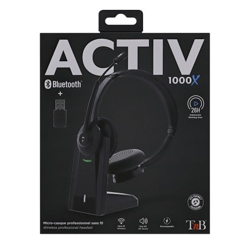EAN 3303170111154 - T'nB ACTIV 1000X Auriculares Inalámbrico Diadema Llamadas/Música Bluetooth Base de carga Negro imagen 4