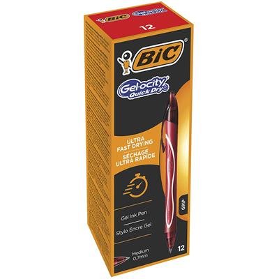 EAN 3086123457591 - BIC Gel-ocity Quick Dry Rojo Bolígrafo de punta retráctil con pulsador Medio 12 pieza(s) imagen 1