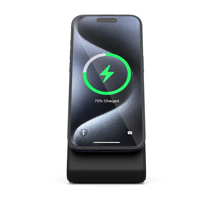 EAN 5904310703543 - Crong MagSpot Stand - 2-in-1 drahtloses Ladegerät mit MagSafe für iPhone und AirPods (schwarz) Smartphone imagen 3