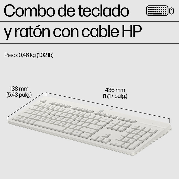 EAN 198701753810 - HP 225 Wired Mouse and Keyboard Combo G2 Cashmere White teclado Ratón incluido Oficina USB Blanco imagen 9