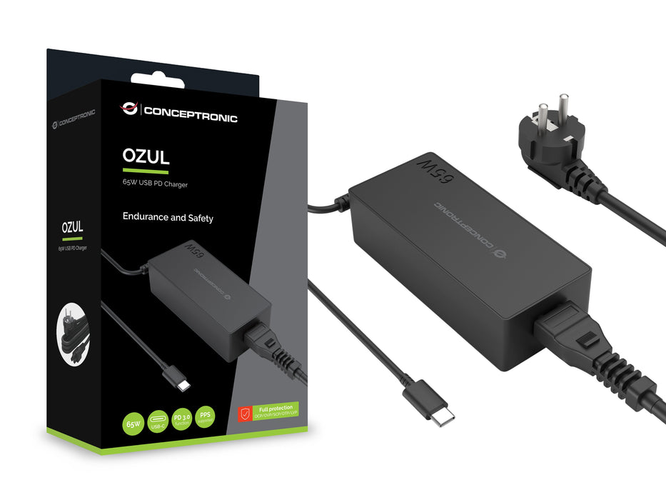EAN 4015867245088 - Conceptronic OZUL09BE adaptador e inversor de corriente Interior 65 W Negro imagen 2